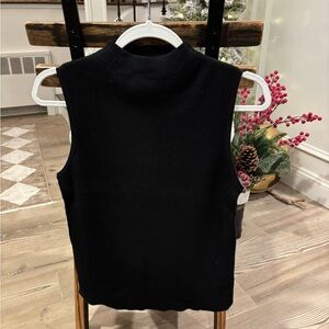 Women's Black Sleeveless Turtleneck Top Halston Size L NWT